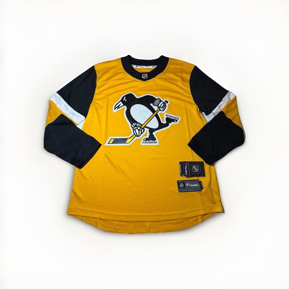 NWT Fanatics Pittsburgh Penguins Breakaway NHL Hockey Jersey Men’s Medium Gold